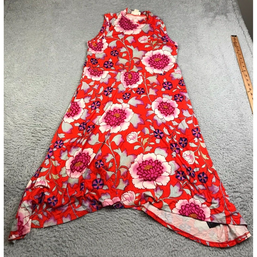 Maeve Anthropologie Cleary Dress Womens L Floral Mock Neck Sleeveless Midi